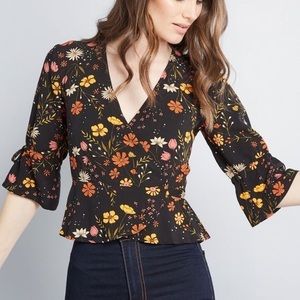 Modcloth Floral Wrap Top